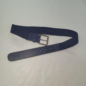 Under Armour Youth Belt Navy Blue Elastic Adjustable Silver Buckle‎ Baseball